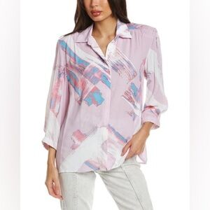NWT Iro Anjeli Shirt Mulitcolor Light Ivory Pink